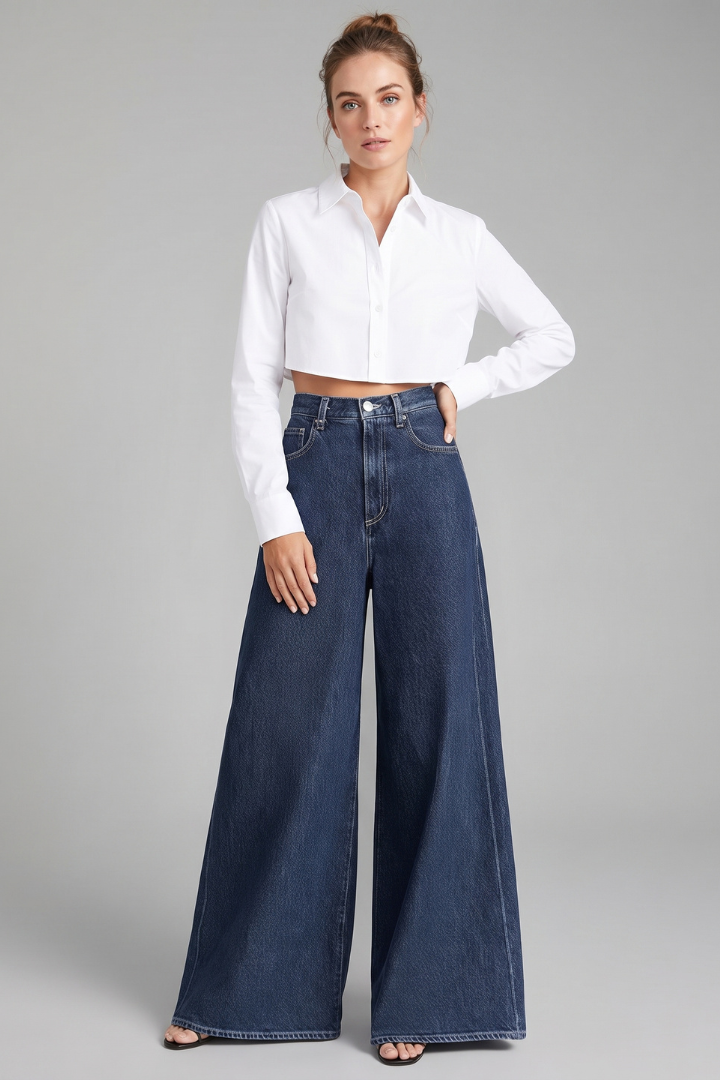 Trinity | Women's Extra Wide-Leg Jeans – High-Waist Casual Denim Pants