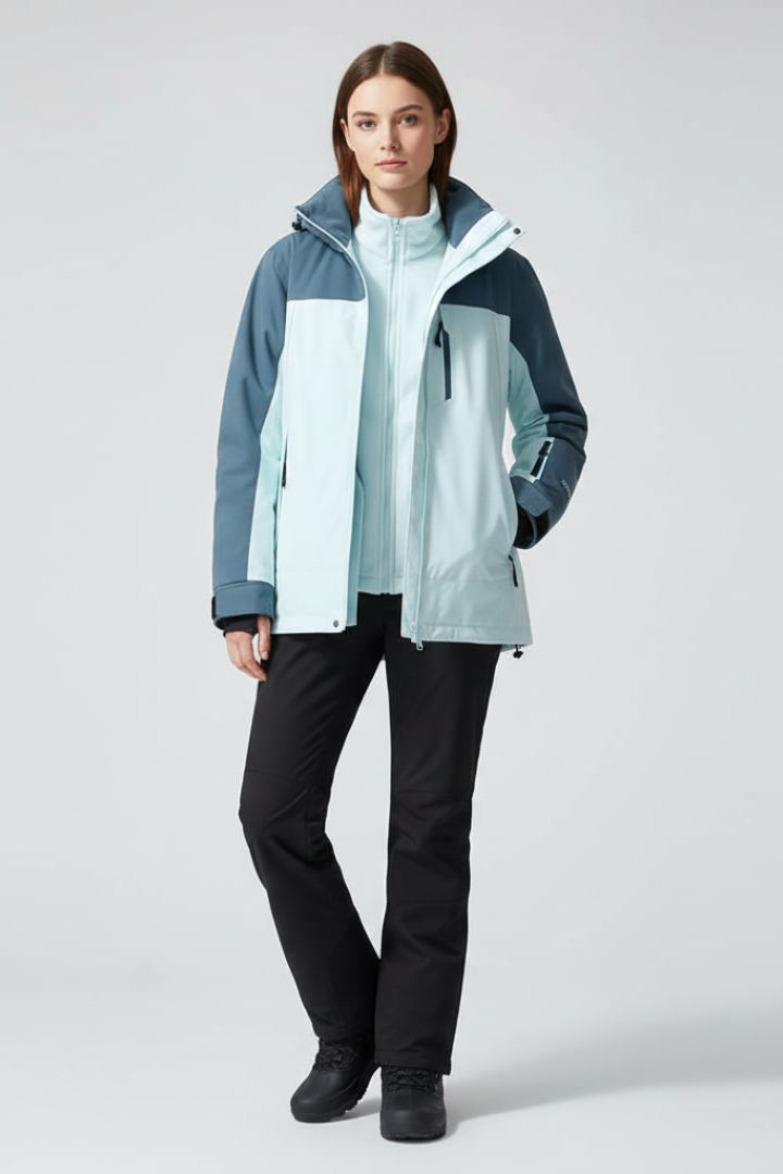 Unisex Ski Jacket with Hood and Zippered Pockets