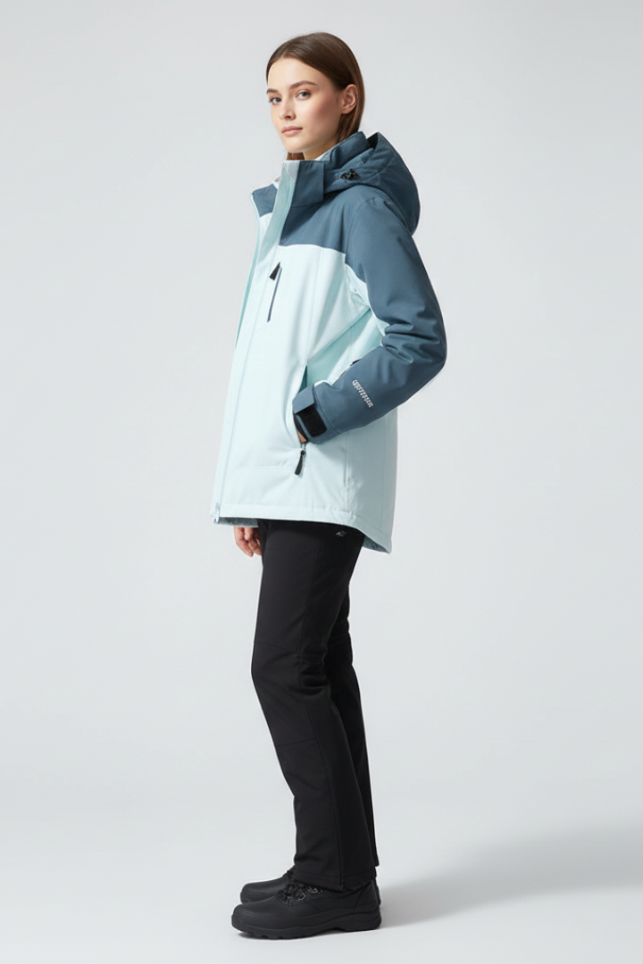 Unisex Ski Jacket with Hood and Zippered Pockets