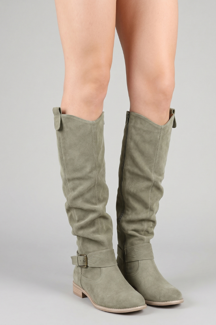 VelaBoots | Women’s Over the Knee Slouch Boots - Flat Heel Pull-On Tall Boots