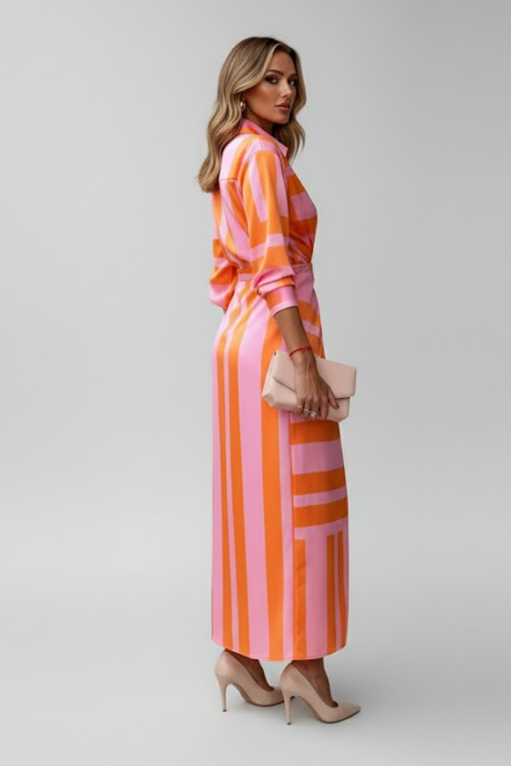 Valencia | Printed Wrap Maxi Dress for Women – Collared, Elegant Statement Dress