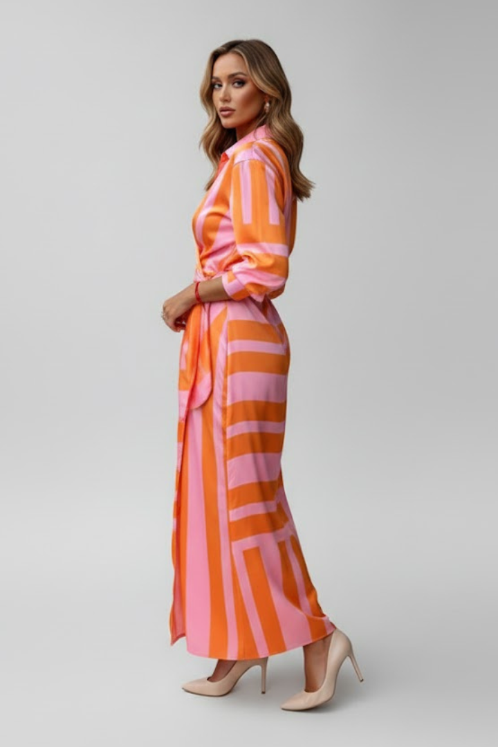 Valencia | Printed Wrap Maxi Dress for Women – Collared, Elegant Statement Dress