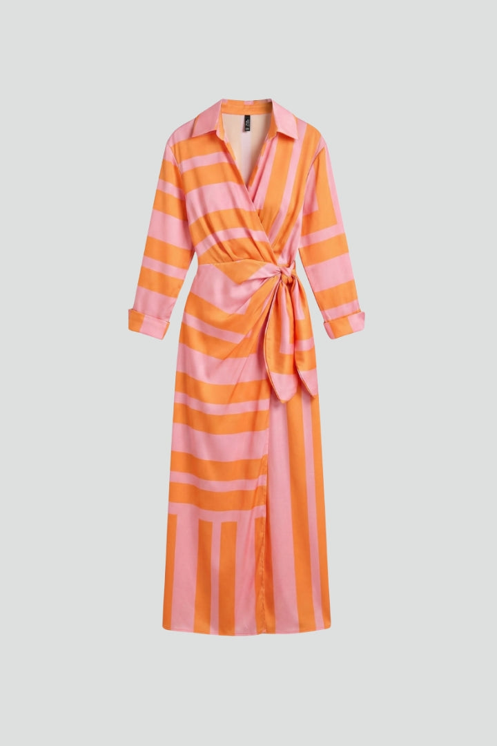 Valencia | Printed Wrap Maxi Dress for Women – Collared, Elegant Statement Dress