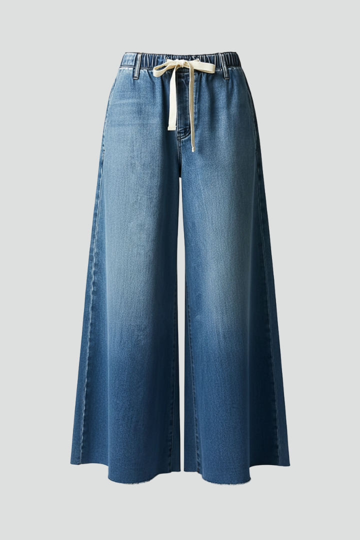 Valerie | Women's Flared Wide-Leg Pants – Drawstring Waist Casual Trousers