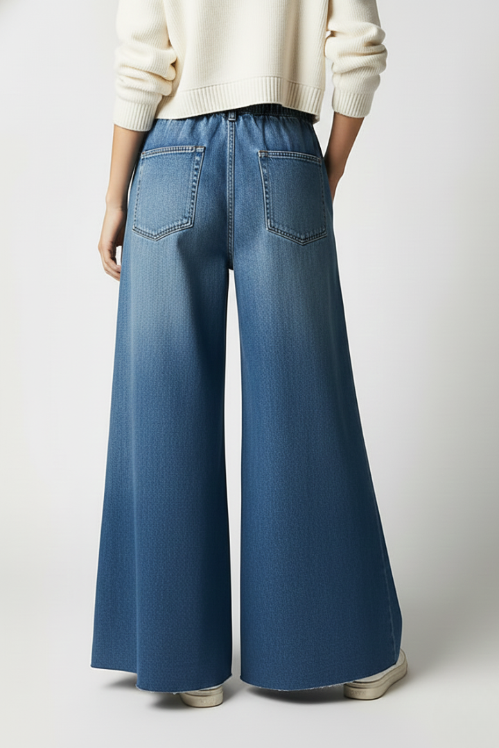 Valerie | Women's Flared Wide-Leg Pants – Drawstring Waist Casual Trousers