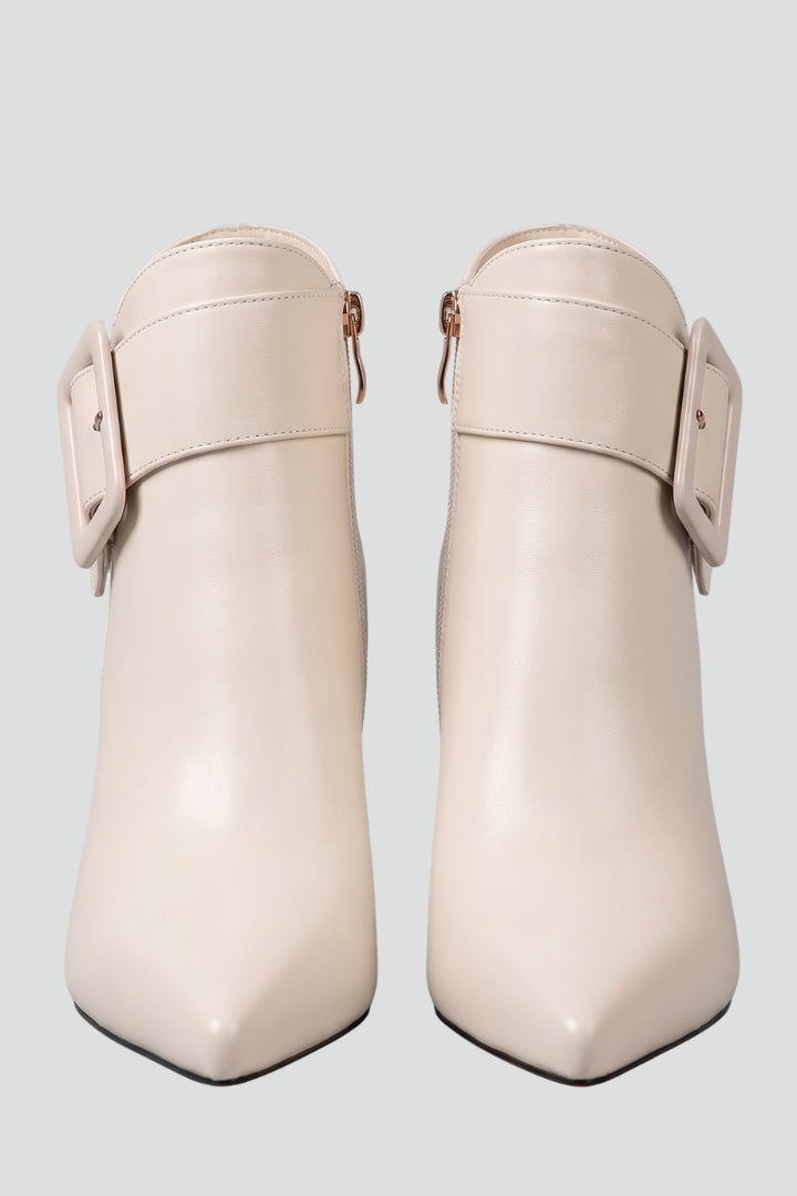 Valerina | Women’s Leather Ankle Boots with Buckle and Side Zip Closure