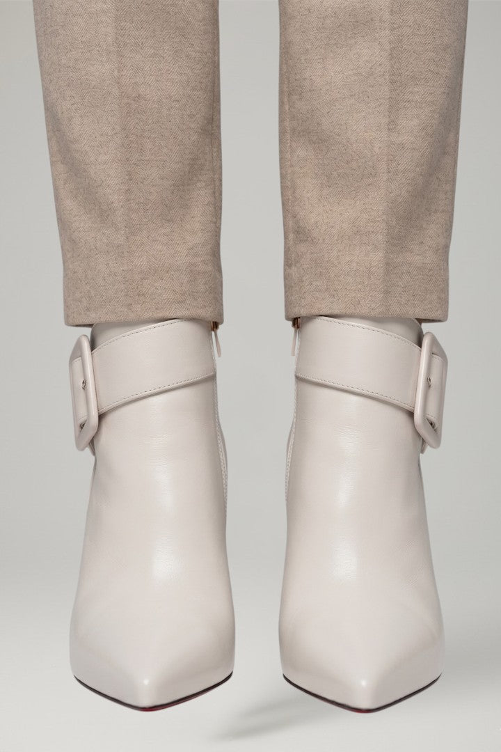 Valerina | Women’s Leather Ankle Boots with Buckle and Side Zip Closure