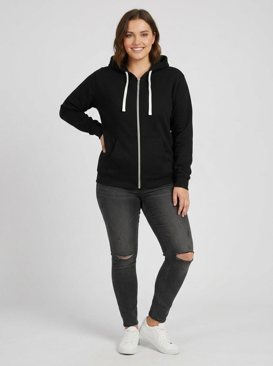 Valessia | Women’s Zip-Up Hoodie Jacket, Drawstring Hood, Long Sleeve, Front Pockets