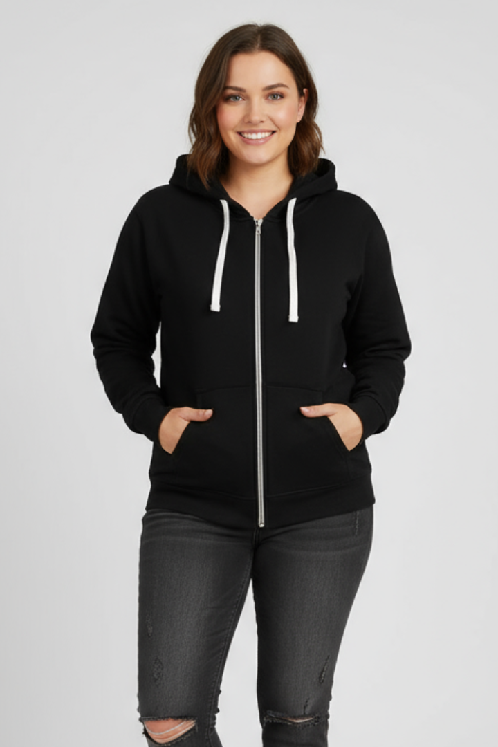 Valessia | Women’s Zip-Up Hoodie Jacket, Drawstring Hood, Long Sleeve, Front Pockets