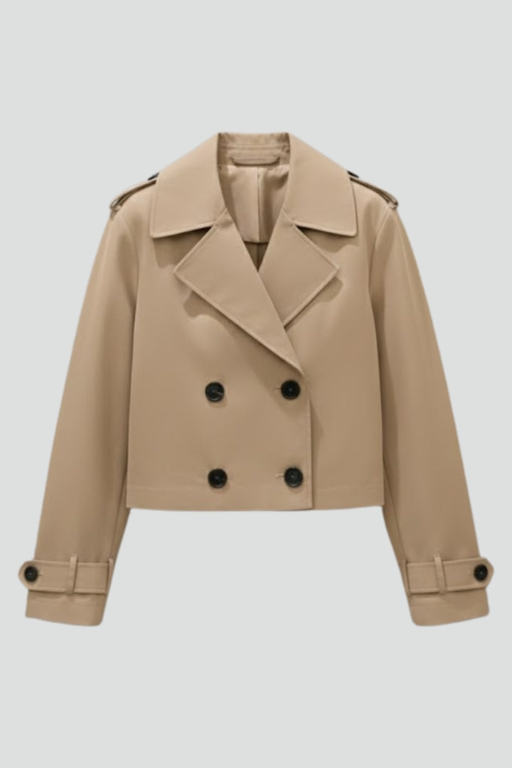 Valora | Women’s Cropped Trench Coat – Adjustable Cuffs, Double-Breasted