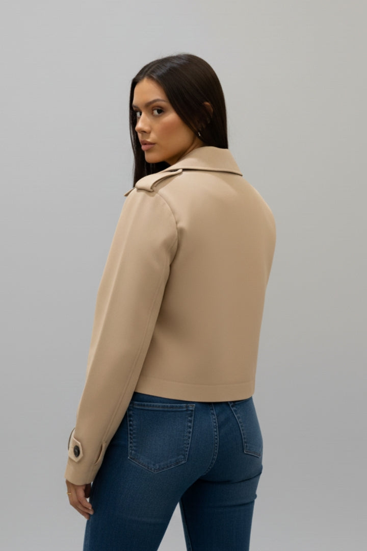 Valora | Women’s Cropped Trench Coat – Adjustable Cuffs, Double-Breasted