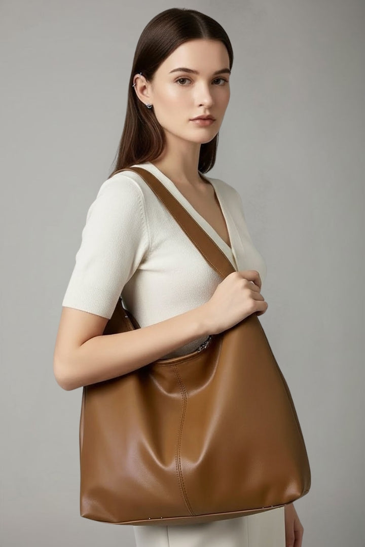 VelaBag | Women’s Faux Leather Tote Bag – Large Capacity Shopper Bag with Zip Closure