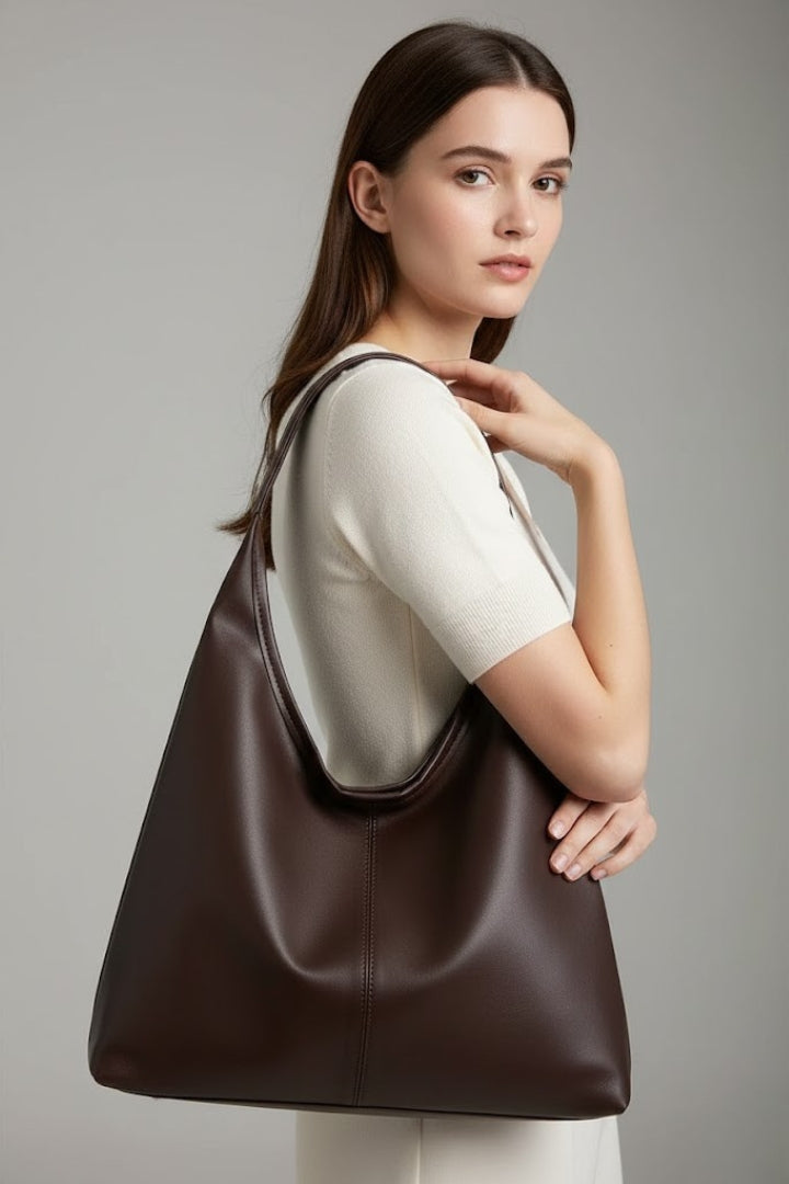 VelaBag | Women’s Faux Leather Tote Bag – Large Capacity Shopper Bag with Zip Closure