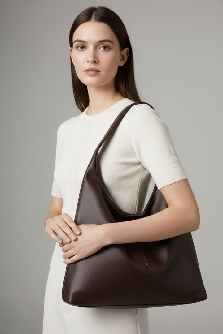 VelaBag | Women’s Faux Leather Tote Bag – Large Capacity Shopper Bag with Zip Closure