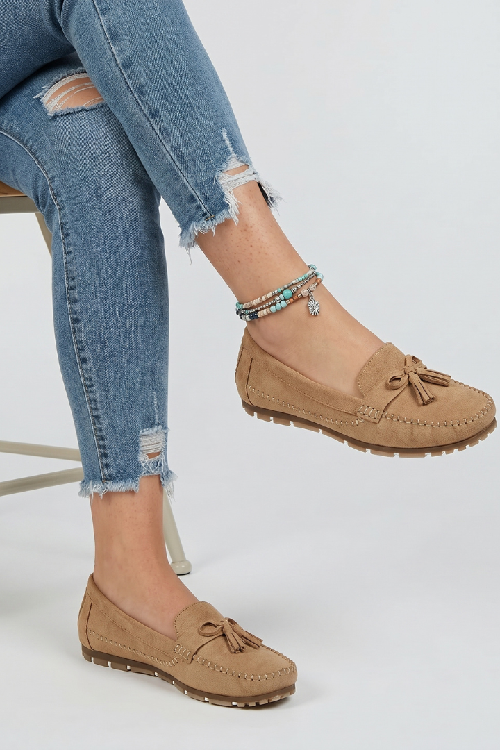 Velina | Women’s Bow Loafers Textured Synthetic Upper, Cushioned Insole, Non-Slip Firm Sole