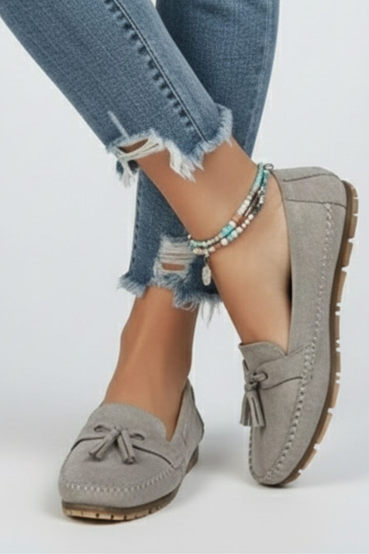 Velina | Women’s Bow Loafers Textured Synthetic Upper, Cushioned Insole, Non-Slip Firm Sole