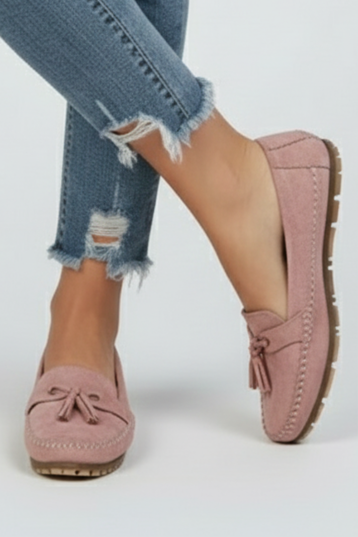 Velina | Women’s Bow Loafers Textured Synthetic Upper, Cushioned Insole, Non-Slip Firm Sole
