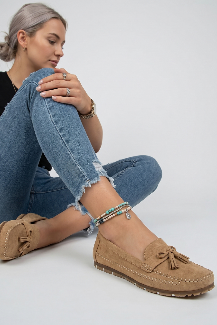 Velina | Women’s Bow Loafers Textured Synthetic Upper, Cushioned Insole, Non-Slip Firm Sole
