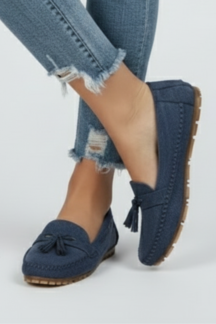 Velina | Women’s Bow Loafers Textured Synthetic Upper, Cushioned Insole, Non-Slip Firm Sole