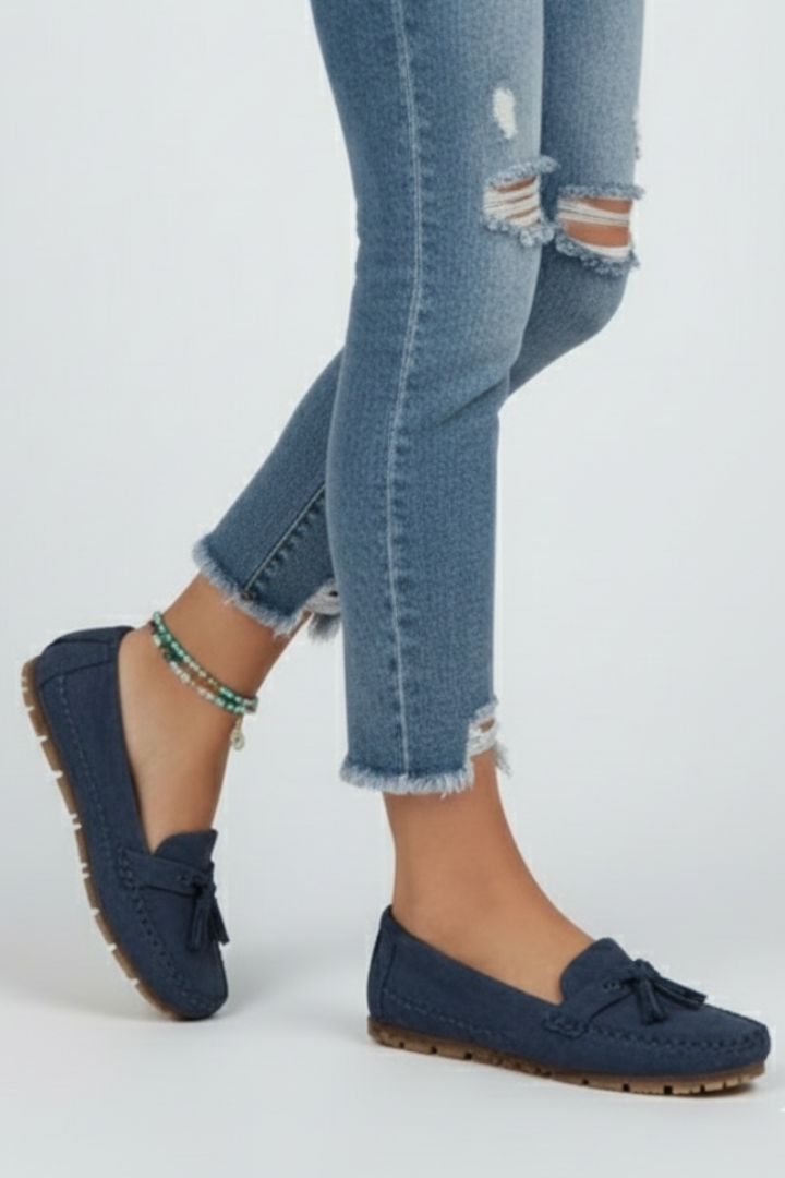 Velina | Women’s Bow Loafers Textured Synthetic Upper, Cushioned Insole, Non-Slip Firm Sole