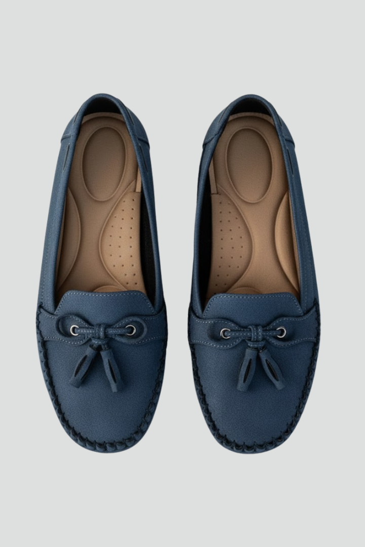 Velina | Women’s Bow Loafers Textured Synthetic Upper, Cushioned Insole, Non-Slip Firm Sole