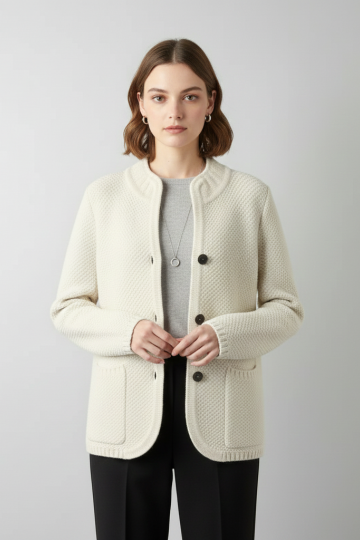 Velissea | Women's Knit Blazer Jacket – Long Sleeve Button-Up