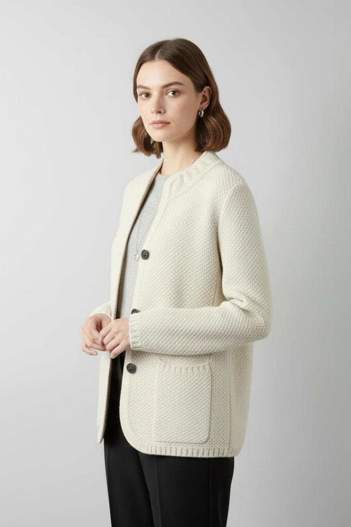 Velissea | Women's Knit Blazer Jacket – Long Sleeve Button-Up