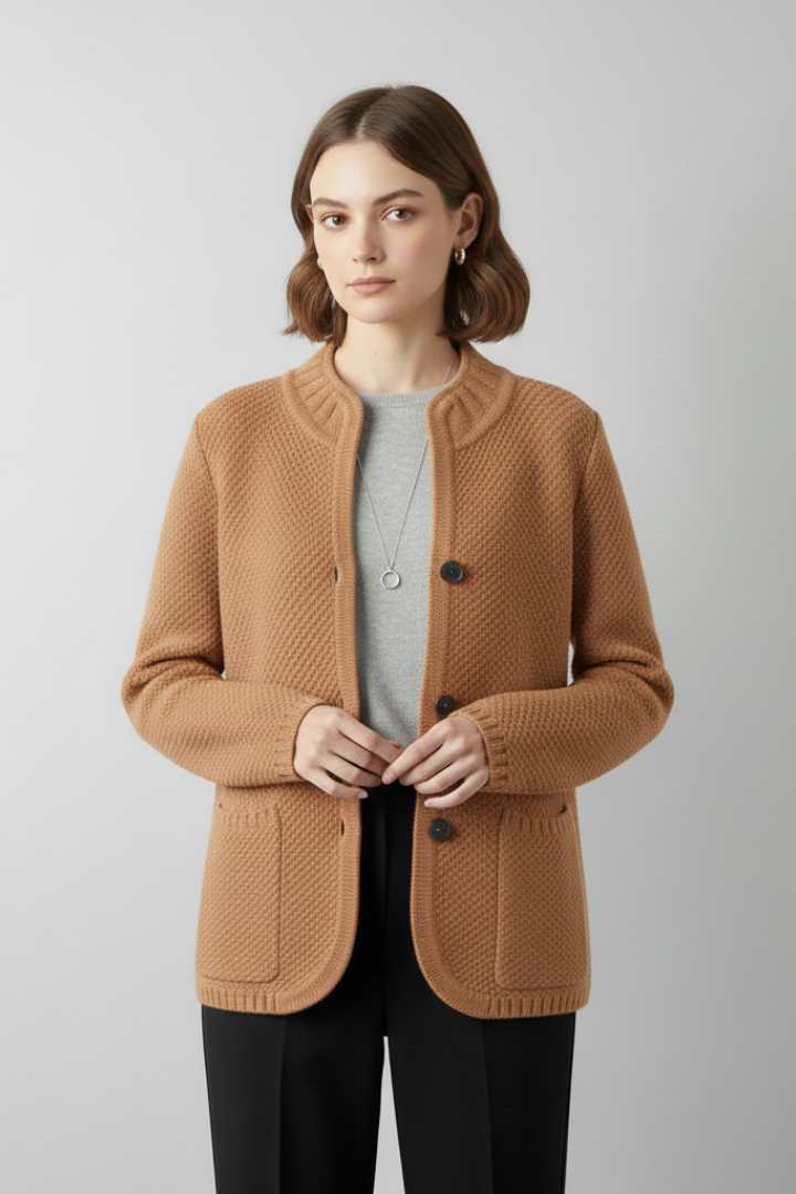 Velissea | Women's Knit Blazer Jacket – Long Sleeve Button-Up