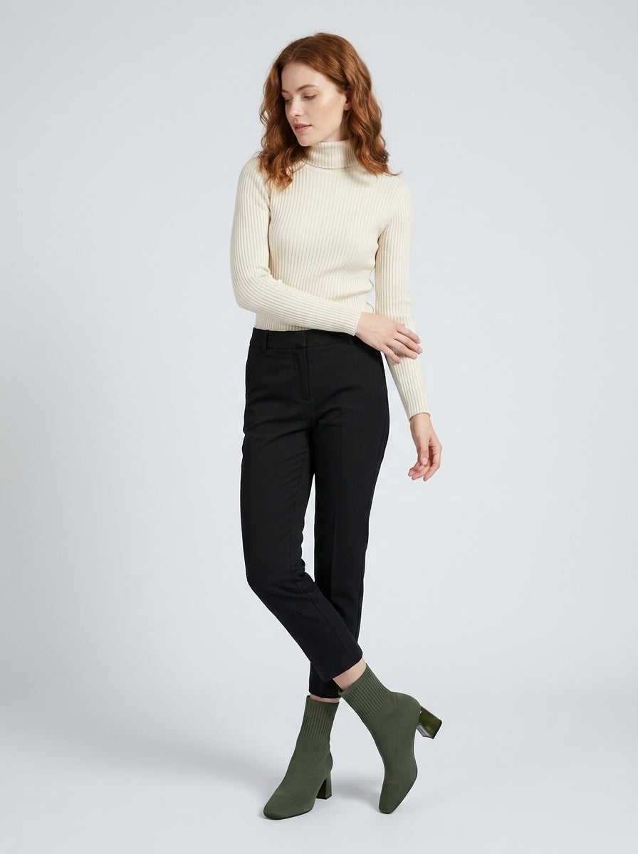 Verena | Women’s Ankle Boots – Ribbed Stretch Collar, Slip-On Design