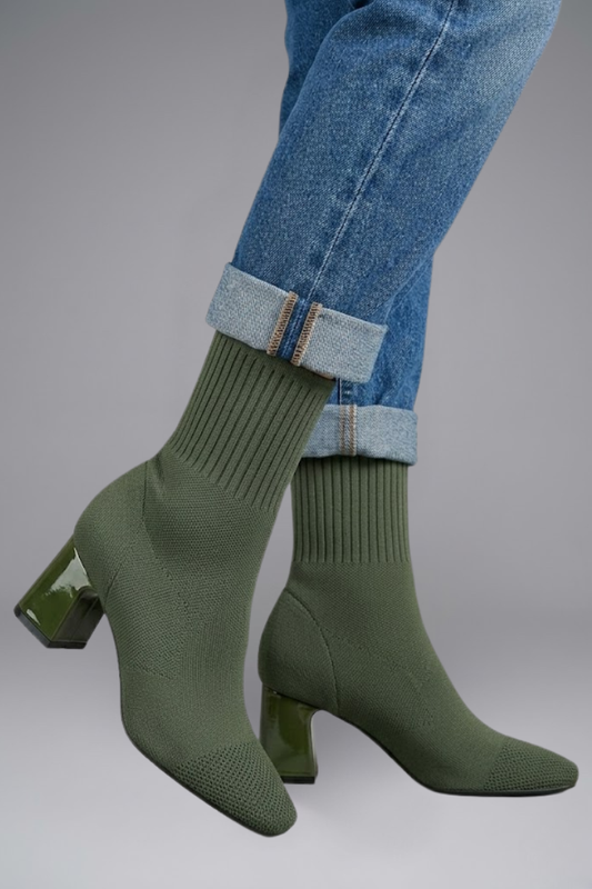 Verena | Women’s Ankle Boots – Ribbed Stretch Collar, Slip-On Design