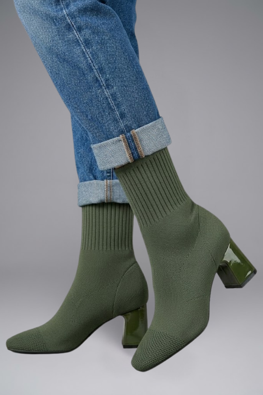 Verena | Women’s Ankle Boots – Ribbed Stretch Collar, Slip-On Design