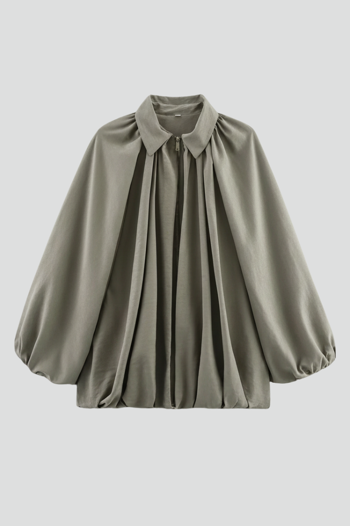Veridia | Women’s Bomber Jacket – Relaxed Fit, Puff Sleeves