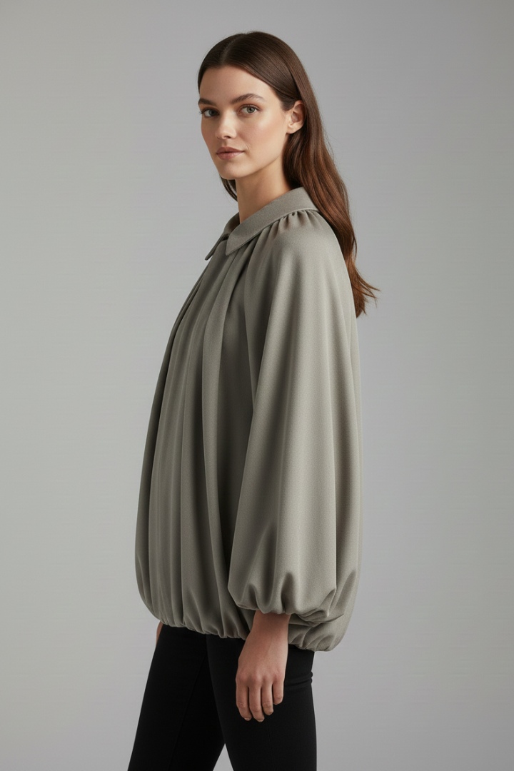 Veridia | Women’s Bomber Jacket – Relaxed Fit, Puff Sleeves