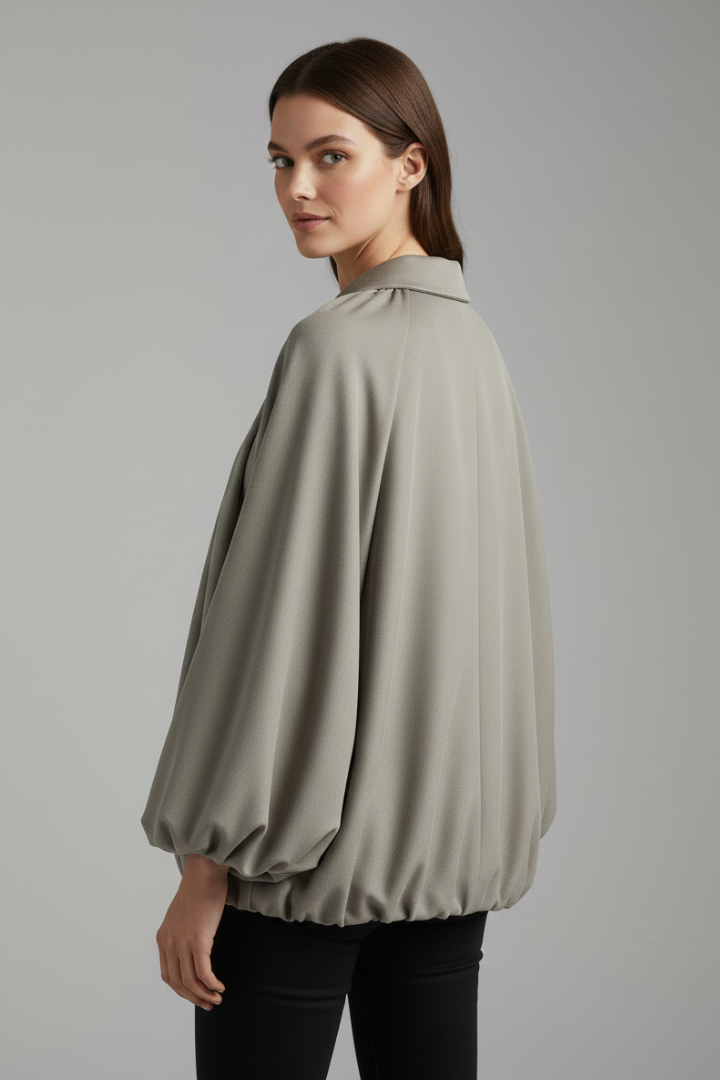 Veridia | Women’s Bomber Jacket – Relaxed Fit, Puff Sleeves