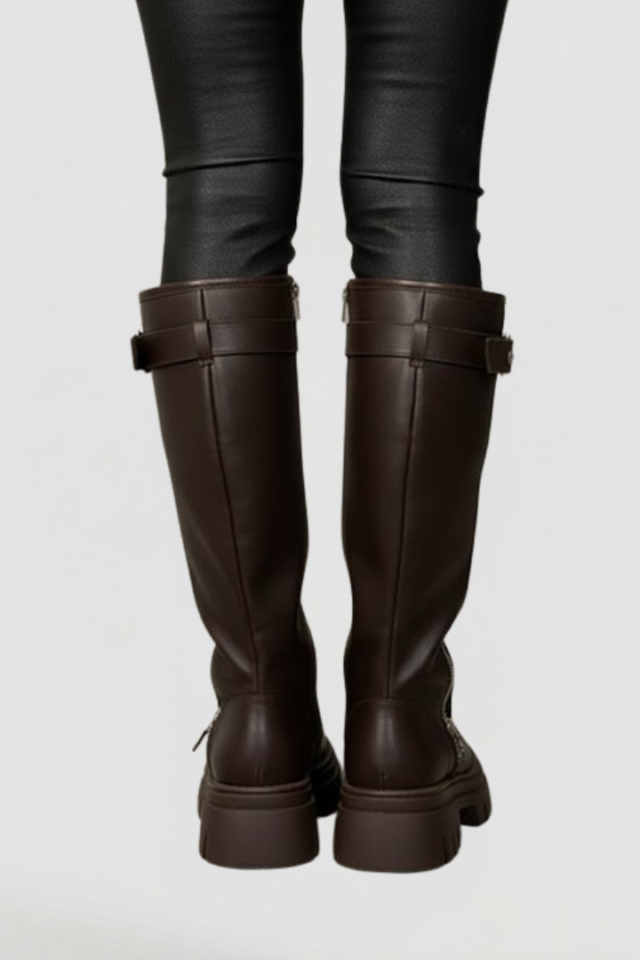 VexaBoots | Women’s Knee High Platform Boots – Side Zipper, Faux Suede, Chunky Sole
