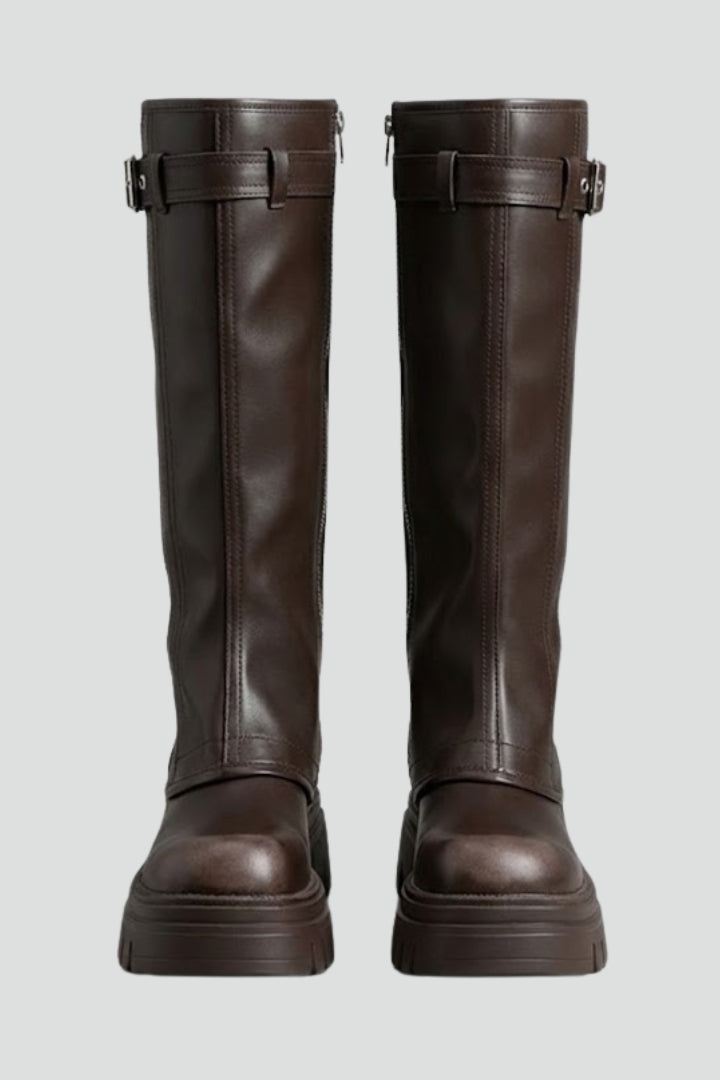 VexaBoots | Women’s Knee High Platform Boots – Side Zipper, Faux Suede, Chunky Sole