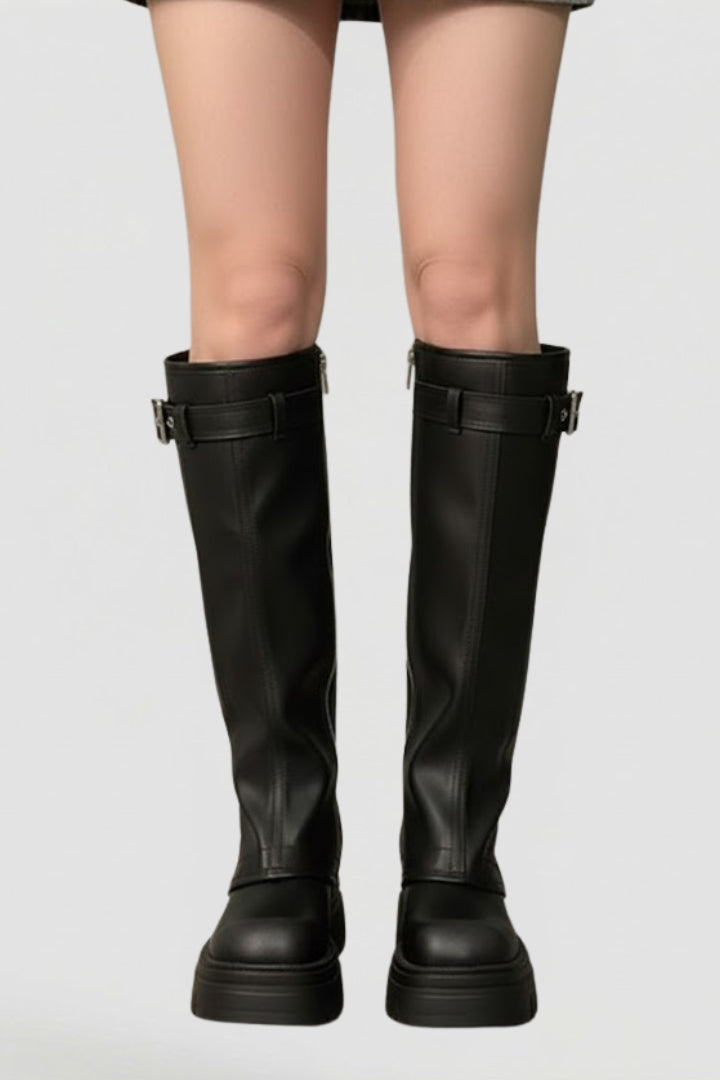 VexaBoots | Women’s Knee High Platform Boots – Side Zipper, Faux Suede, Chunky Sole