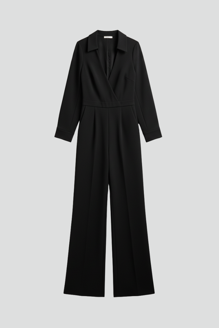 Vianne | Women's Shirt Collar Jumpsuit – Wide Leg Long Sleeve One-Piece