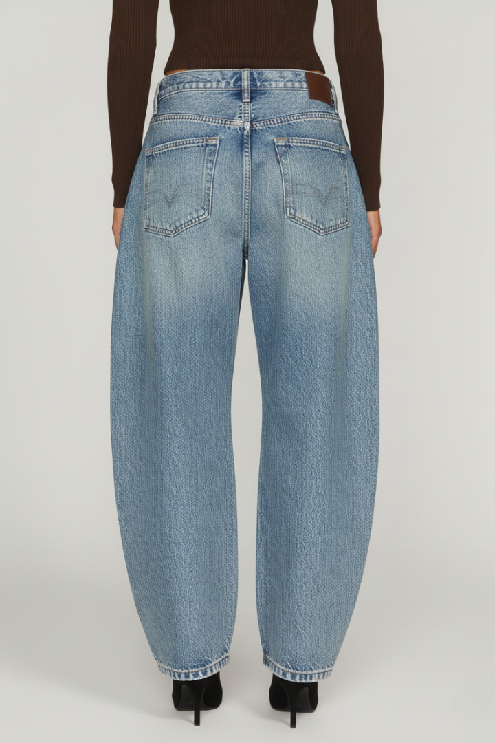 Vina | Women's Wide-Leg Denim Pants - Casual Mid Rise Jeans with Pockets
