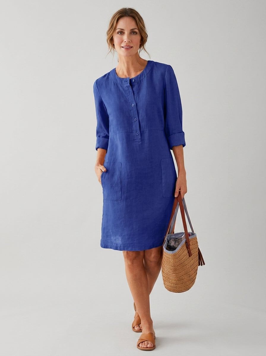 Violetta | Women’s Linen Midi Shirt Dress – Breathable Dress