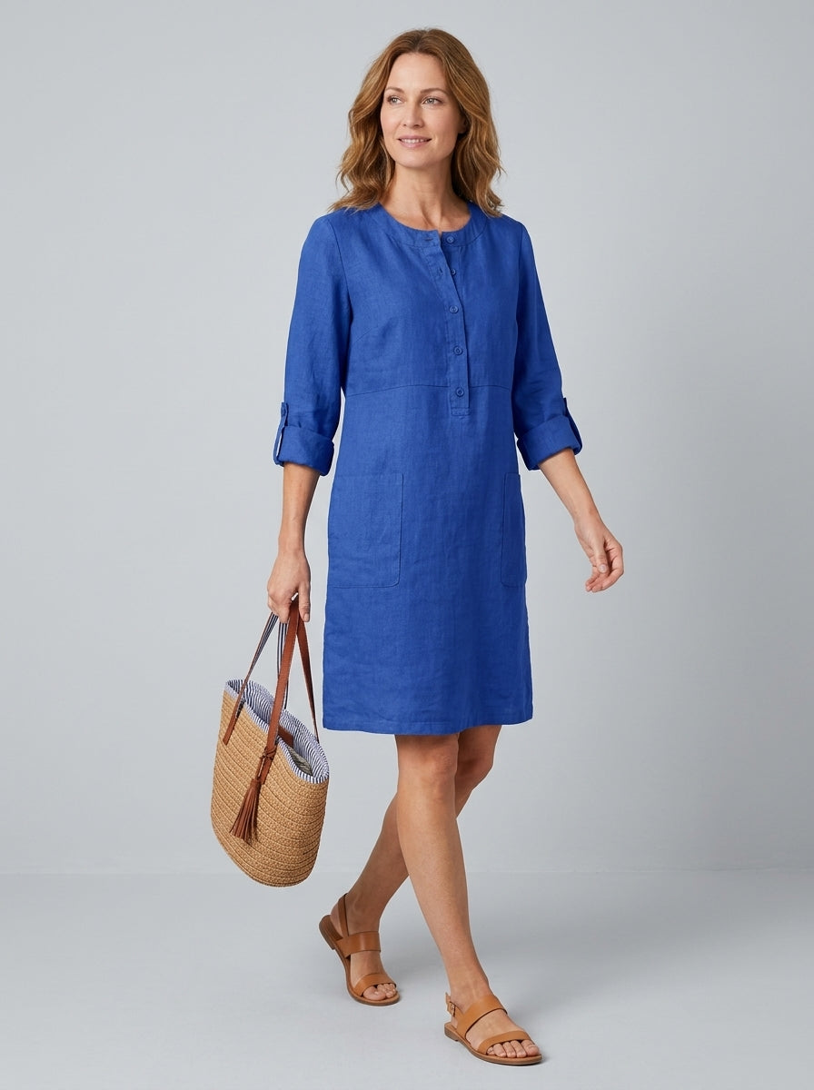 Violetta | Women’s Linen Midi Shirt Dress – Breathable Dress