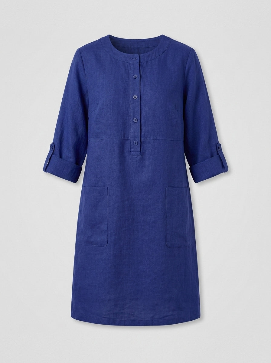 Violetta | Women’s Linen Midi Shirt Dress – Breathable Dress