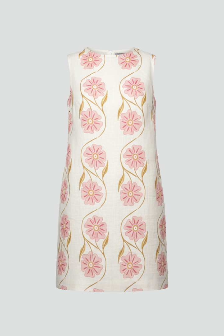 Viora | Women’s Floral Sleeveless Mini Dress – A-Line Linen Blend Summer Casual Dress