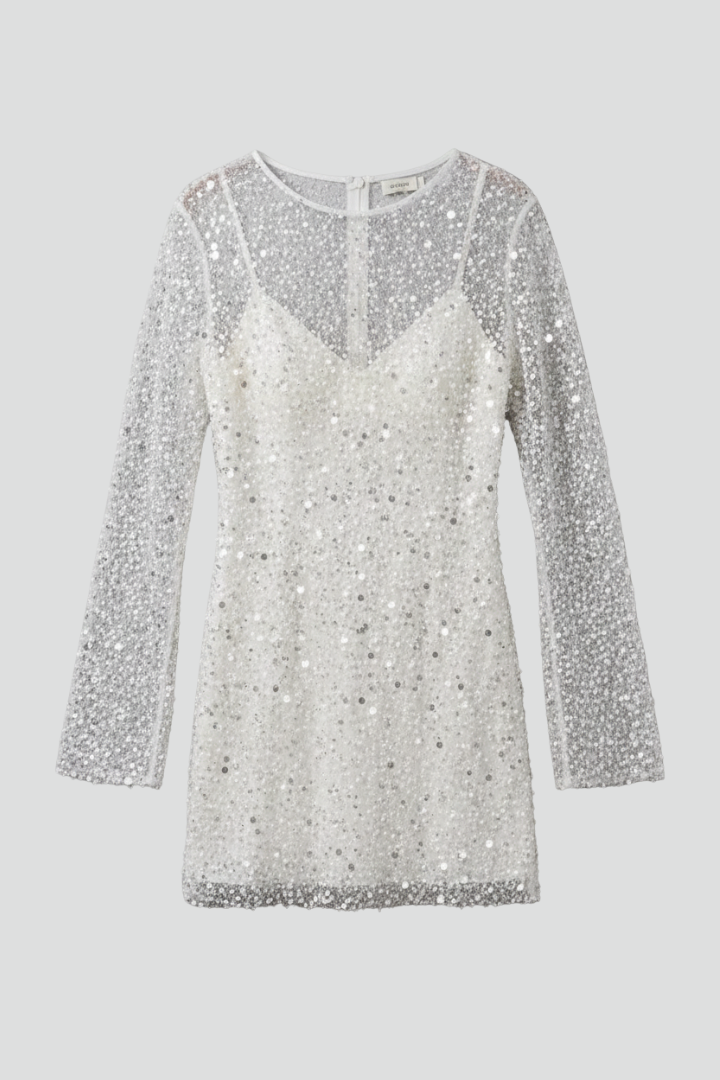 Waverly | Women's Layered Mini Dress – Mesh Overlay Long Sleeve Dress