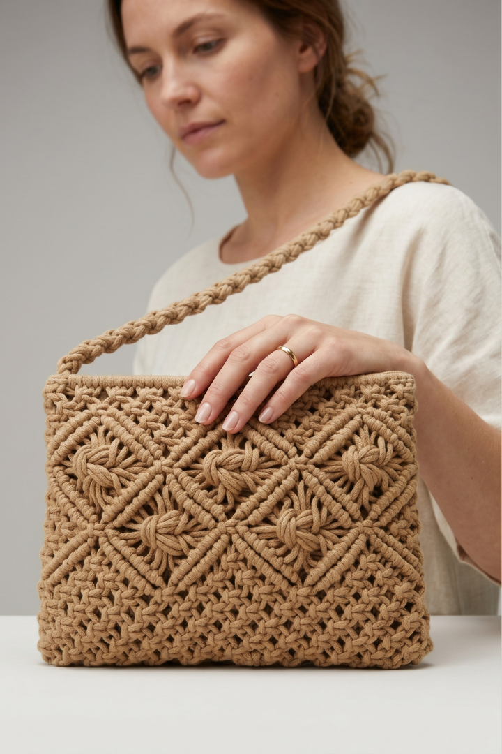 WeaveCarry | Women Woven Shoulder Bag, Small Rectangular Handbag Casual Summer Tote