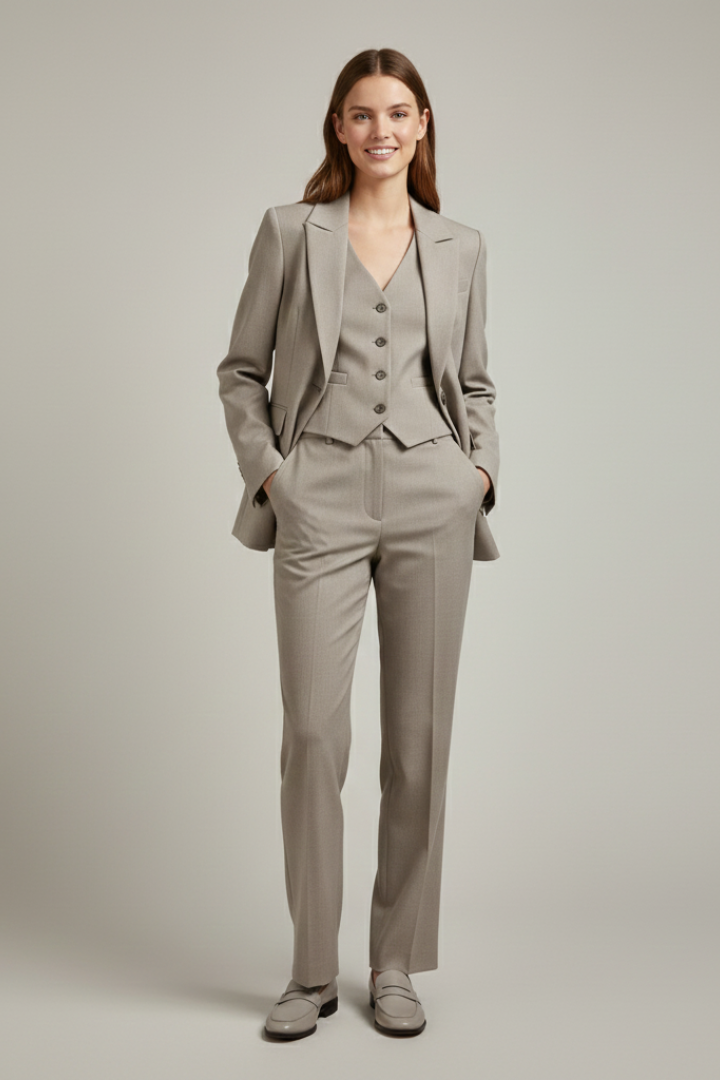 Willa | Women's 3-Piece Suit Set – Blazer, Waistcoat & Straight-Leg Pants