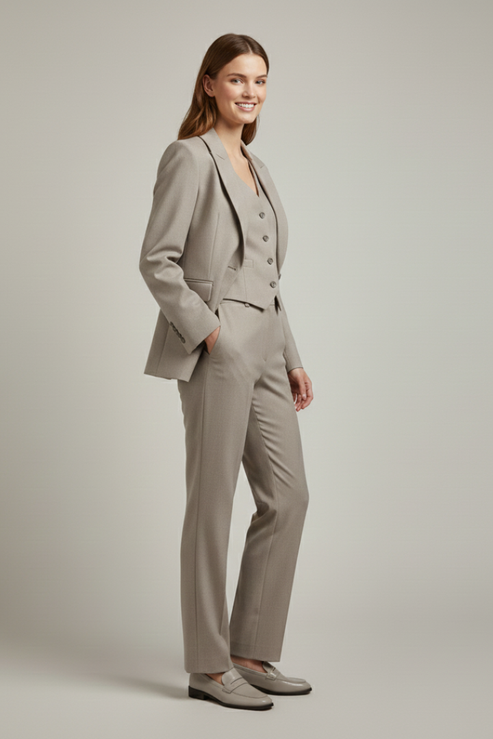 Willa | Women's 3-Piece Suit Set – Blazer, Waistcoat & Straight-Leg Pants