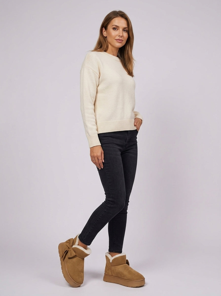 Jessenia | Women’s Bow Fleece-Lined Slipper Boots – Warm, Non-Slip
