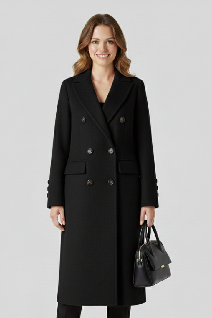 Women Coat with Lapel Collar and Button Closure