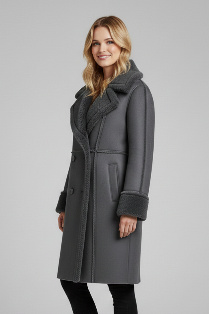 Sophia | Women Long Coat with Lapel Collar